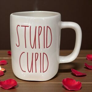 NEW Rae Dunn "STUPID CUPID" Coffee/Tea Mug 18 oz White And Red Lettering